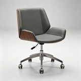 Two-Tone Shell Swivel Chair – Leather Seat, Chrome Base, Casters or Fixed Legs
