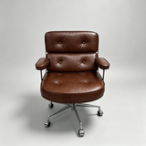 Robin Executive Chair – Genuine Leather, Mid-Century Modern, Aluminum Base