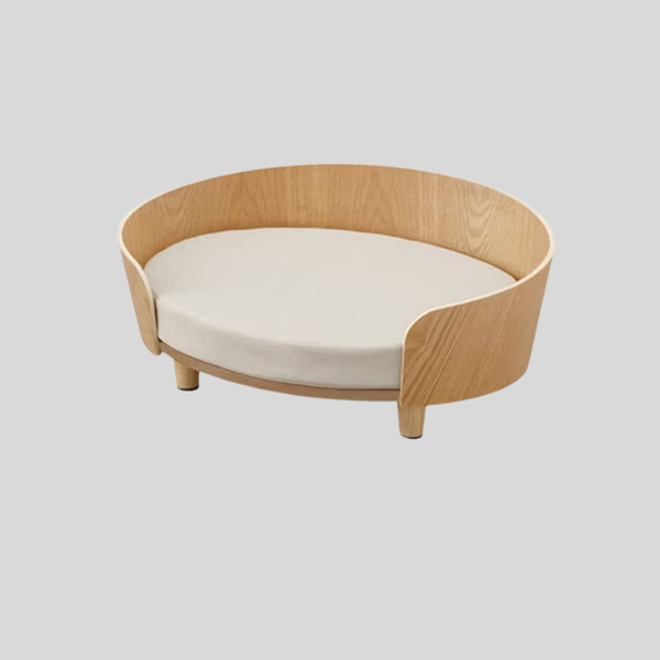 Modern Wooden Pet Bed with Detachable Cushion