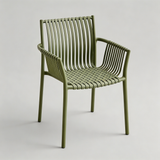 Stackable Outdoor Dining Armchair - Slatted Design for Cafe & Patio
