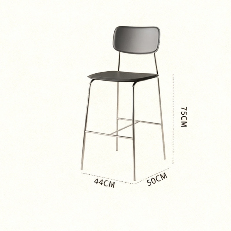 Modern Saddle Leather Bar Stool with Chrome Frame