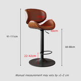 Ergonomic Leather Swivel Bar Stool - Adjustable Height with 360° Rotation