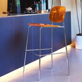 Clear Acrylic Bar Stool with Chrome Frame | Modern Transparent High Stool | Y2K Style