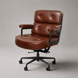 Robin Executive Chair – Genuine Leather, Mid-Century Modern, Aluminum Base