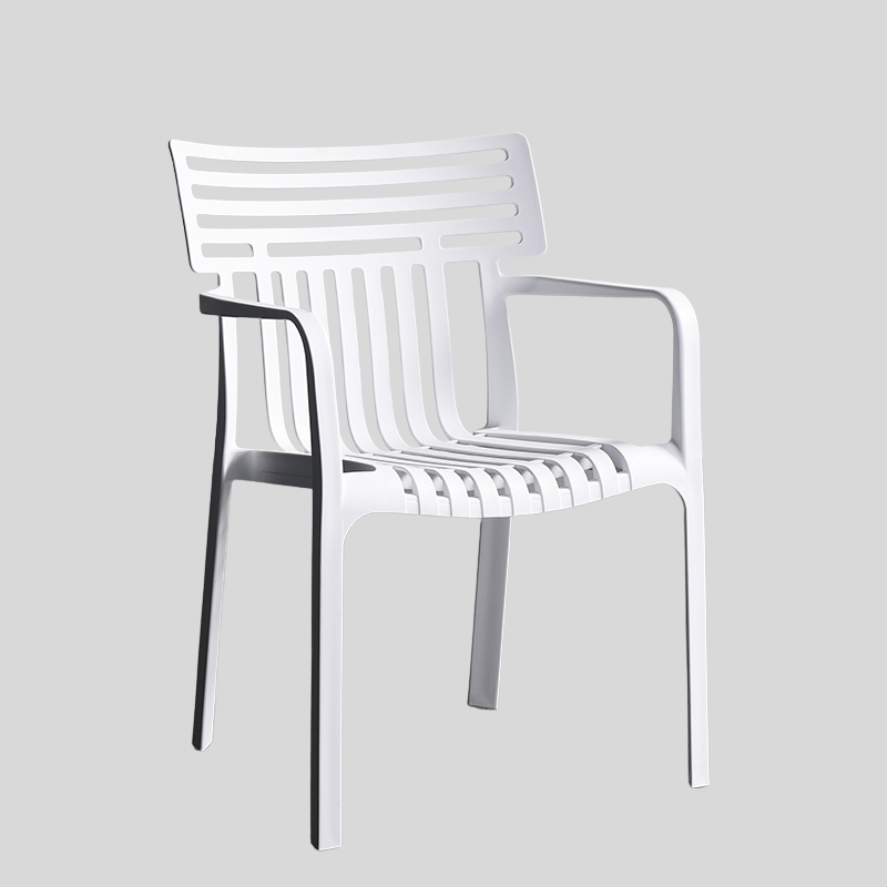 Contemporary Slatted Outdoor Dining Chair – Stackable Armchair for Patio, Café & Restaurant