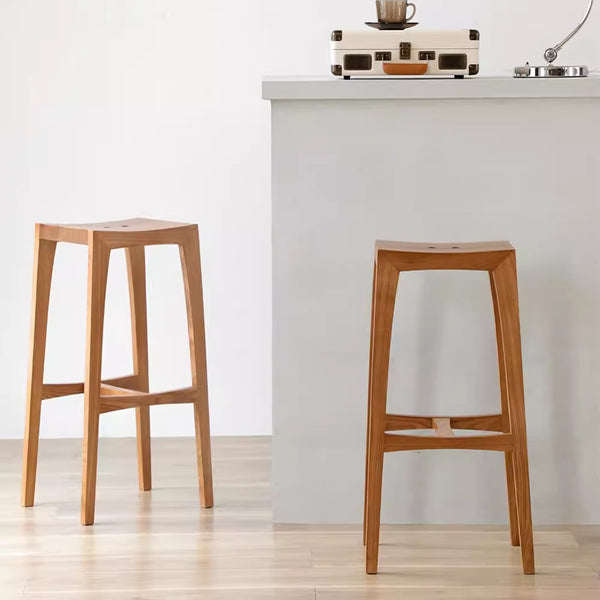 Minimalist Solid Wood Bar Stool for Modern Interiors