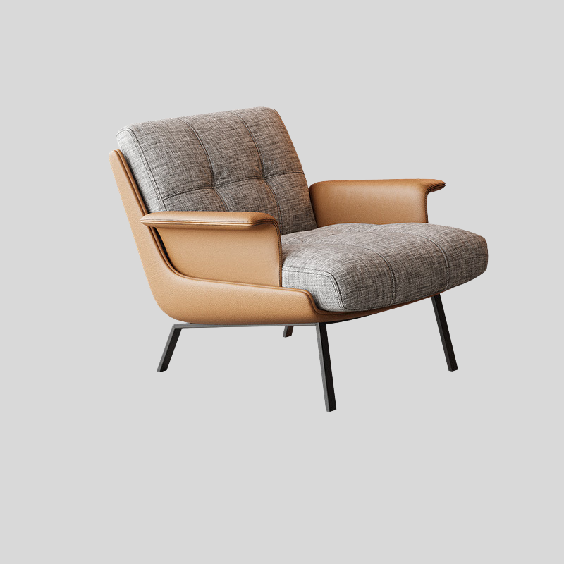 Modern Tufted Microfiber Leather Accent Chair with Arms