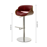 Italian Minimalist Genuine Leather Bar Stool, Adjustable Swivel Island Chair