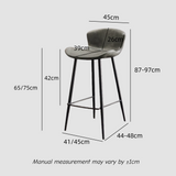 Modern Leather Upholstered Bar Stool with Carbon Steel Frame | Ergonomic High Stool in Crazy Horse or Saddle Leather