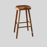 Shaker Style Quality Solid Wood Bum Bar Stool with Saddle Seat, Natural Wooden Stool, Kitchen Island Counter Height Stool