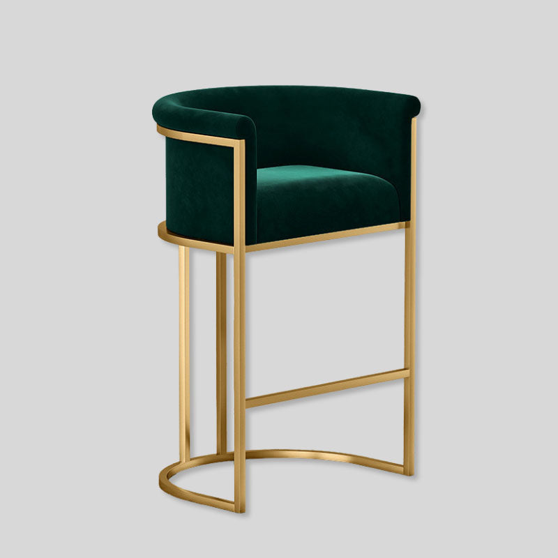 Luxurious Velvet Bar Stool with Gold Metal Frame for Elegant Interiors