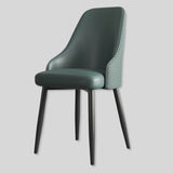 Luxury Leather Dining Chair with Woven Back