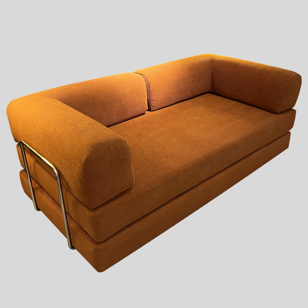 Convertible Corduroy Sofa Bed with Stainless Steel Frame