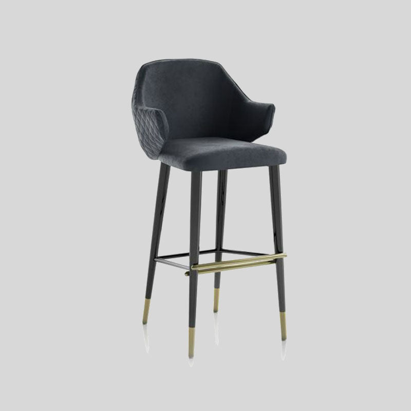 Black Bar Counter Stool Home Casual Cafe Furniture Stainless Steel Base Metal Custom High Bar Chairs leather Modern Bar Stools