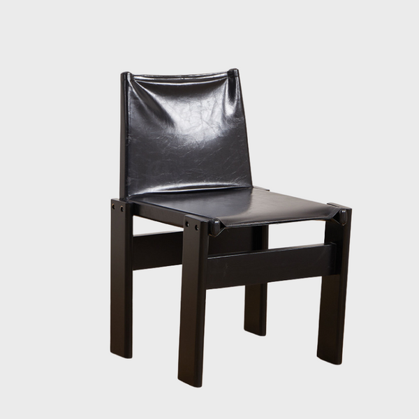 Modern Leather Sling Chair with Wooden Frame