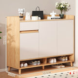 Modern Nordic Shoe Cabinet with Drawer and Open Storage – 3-Door Entryway Shoe Organizer with Elevated Legs