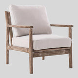 Natural Solid Wood Accent Chair with Thick Cushions - Indoor Lounge Seating