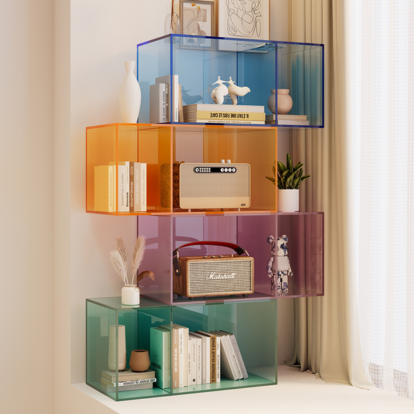 Modern Transparent Acrylic Storage Cube – Colorful Modular Display Shelf