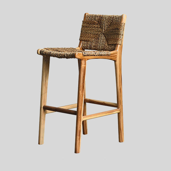 Nordic Solid Wood Bar Chairs For Bar Furniture High Chairs Backrest Household Rattan Weaving Creative Dining Room Bar Stools