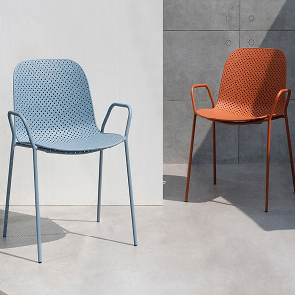 Modern Perforated Plastic Dining Chair with Metal Frame for Contemporary Spaces