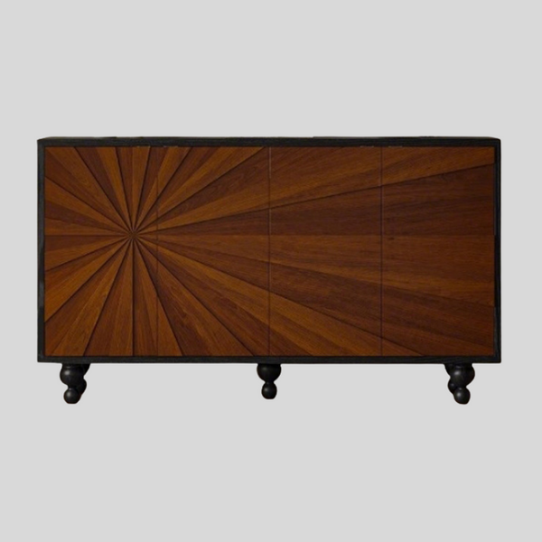 Vintage Sunburst-Inlay Wood Cabinets Collection