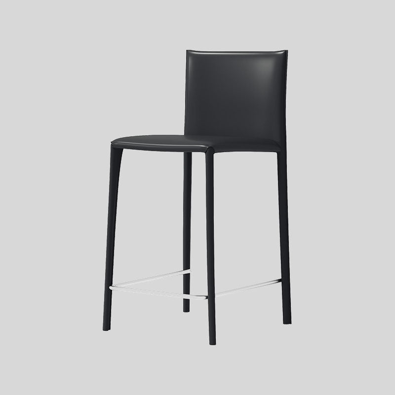 Saddle Leather Counter Stool With Steel Frame and Upholstered Legs.