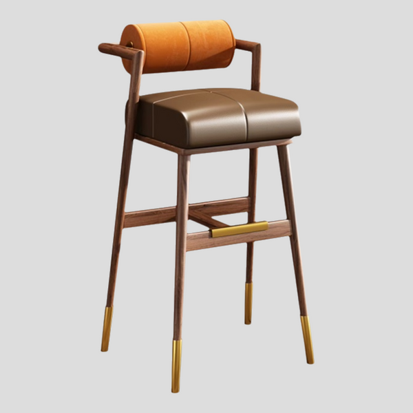 Nordic Solid Wood Bar Chairs Modern bar Furniture High Stool Soft Cushion Bar Chair Minimalist Front Desk Backrest Bar Chair