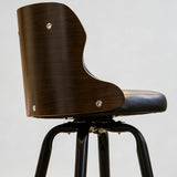Swivel Bar Stool – Oil-Wax Leather, Metal Frame & Solid Wood Panels