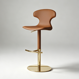 Modern Luxury Saddle Leather Bar Stool - Adjustable Swivel Counter Chair