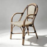 French Rattan Outdoor Chair | Weatherproof Wicker Cafe & Patio Bistro Chair