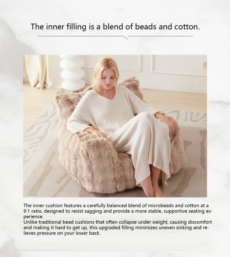 Fuwatoro Ultra-Plush Bean Bag Sofa Chair – Cloud-Soft, Modular Lounge for Living Room or Bedroom