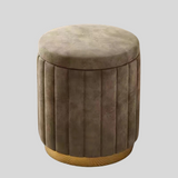 Velvet Storage Ottoman Stool with Gold Base