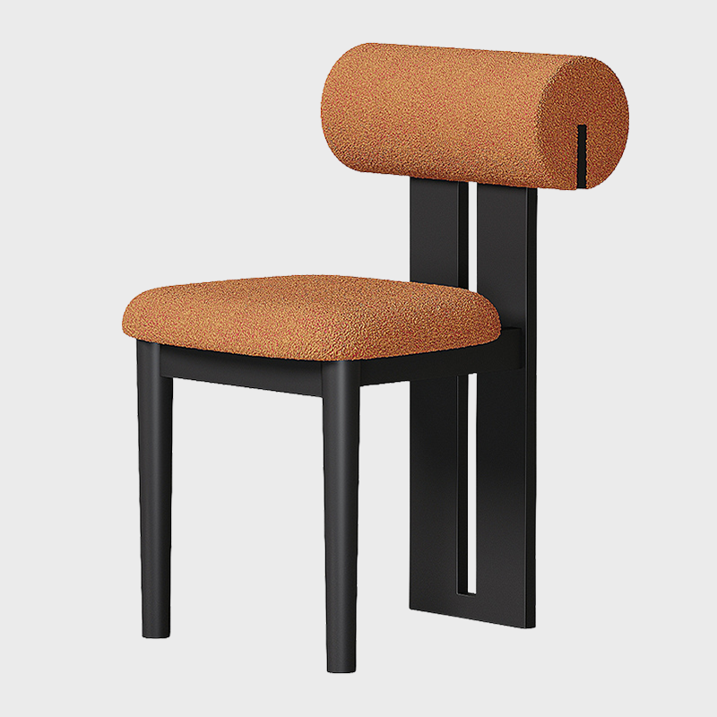 Modern Minimalist Chair with Upholstered Roll Backrest