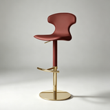 Modern Luxury Saddle Leather Bar Stool - Adjustable Swivel Counter Chair