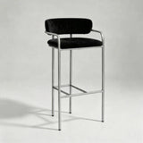 Upholstered Bar Stool with Gold Metal Frame - Velvet or Leather High Chair