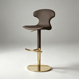 Modern Luxury Saddle Leather Bar Stool - Adjustable Swivel Counter Chair