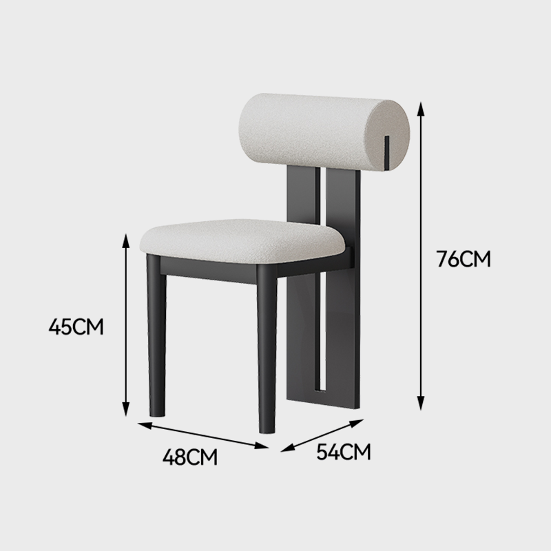 Modern Minimalist Chair with Upholstered Roll Backrest