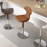 Modern Luxury Saddle Leather Bar Stool - Adjustable Swivel Counter Chair
