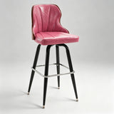 Swivel Bar Stool – Oil-Wax Leather, Metal Frame & Solid Wood Panels