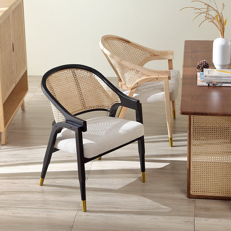 Handcrafted Rattan Chair with Cushioned Seat - A Blend of Elegance and Comfort