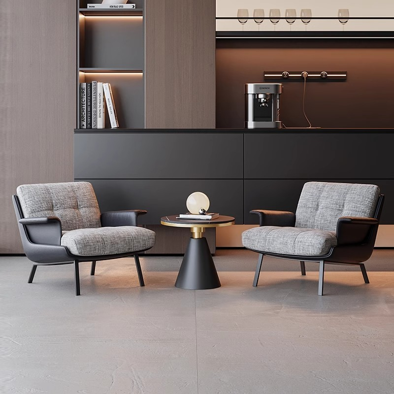 Modern Tufted Microfiber Leather Accent Chair with Arms