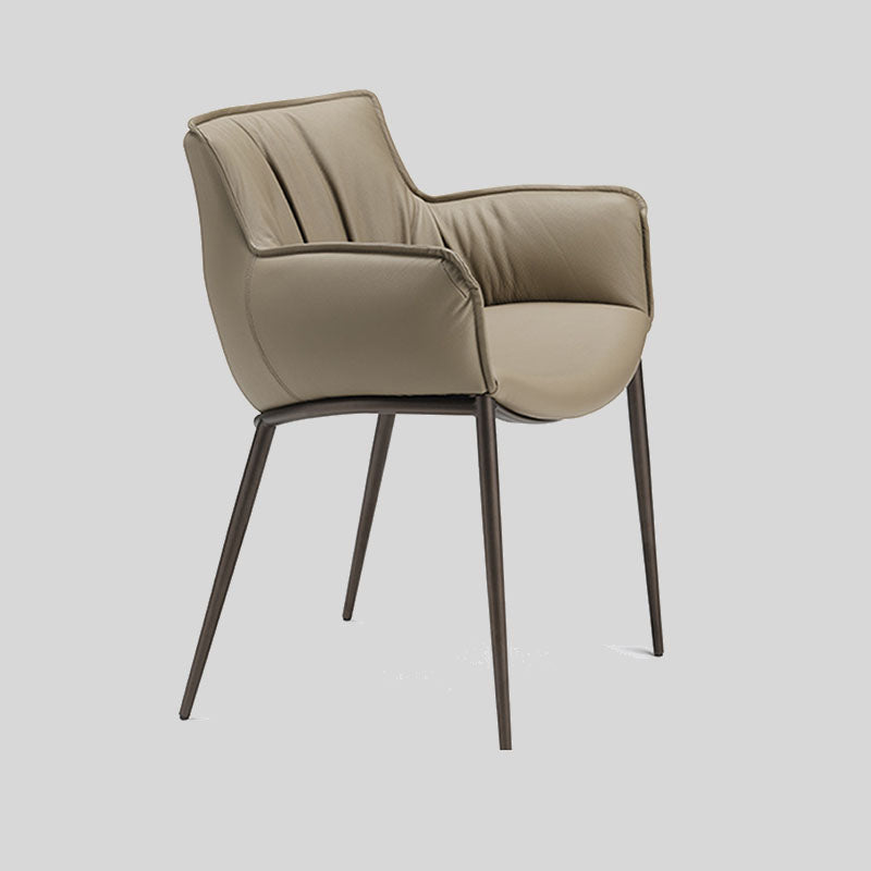 Luxurious Leather Armchair with Sleek Metal Legs - Perfect for Modern Living Spaces