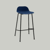 Modern High Bar Stool with Textured Seat and Metal Frame