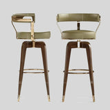 Upholstered Swivel Bar Stool with Wood Frame and Round Seat