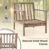 Natural Solid Wood Accent Chair with Thick Cushions - Indoor Lounge Seating