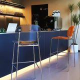 Clear Acrylic Bar Stool with Chrome Frame | Modern Transparent High Stool | Y2K Style