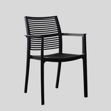 Modern Stackable Outdoor Dining Chair – Durable Slatted Armchair for Café, Patio & Garden