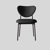 Contemporary Chic: Upholstered Ultra-fiber Leather Dining Chair with Unique Curved Back and Sleek Black Frame