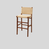 Scandinavian Woven Bar Stool – Solid Wood & Natural Rope Seat