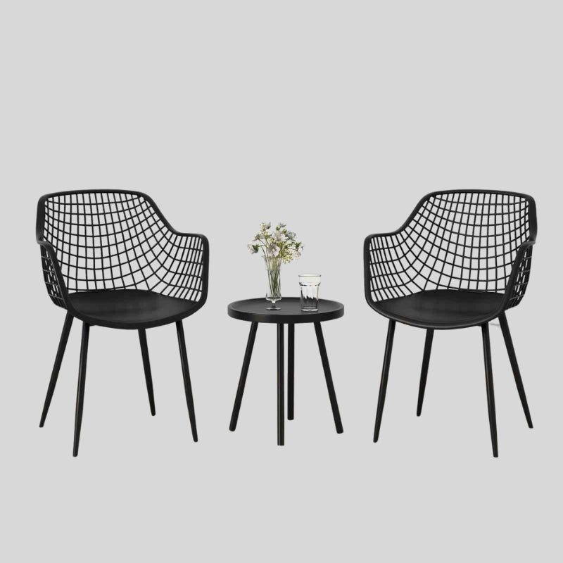 Modern Outdoor Bistro Set with Mesh Design - Durable and Weatherproof 3-Piece Patio Furniture